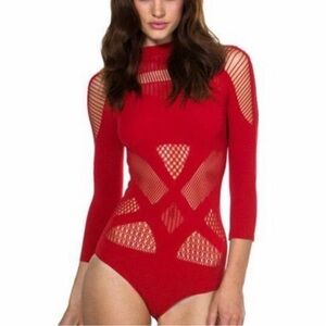 BlackMilk Cutout Open Knit Sassy Nation Bodysuit